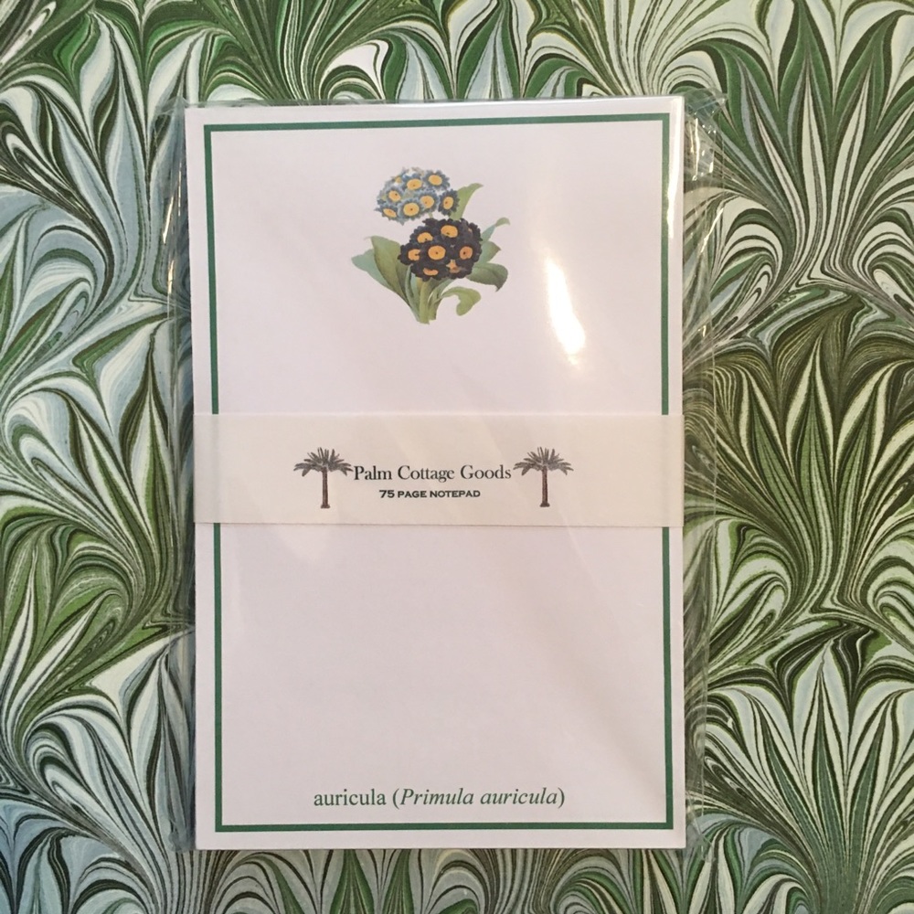 Auricula Notpad by Palm Cottage Goods.